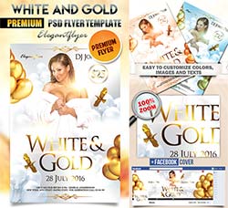 白金风格的派对传单模板：White and Gold Party – Flyer PSD Template + Face